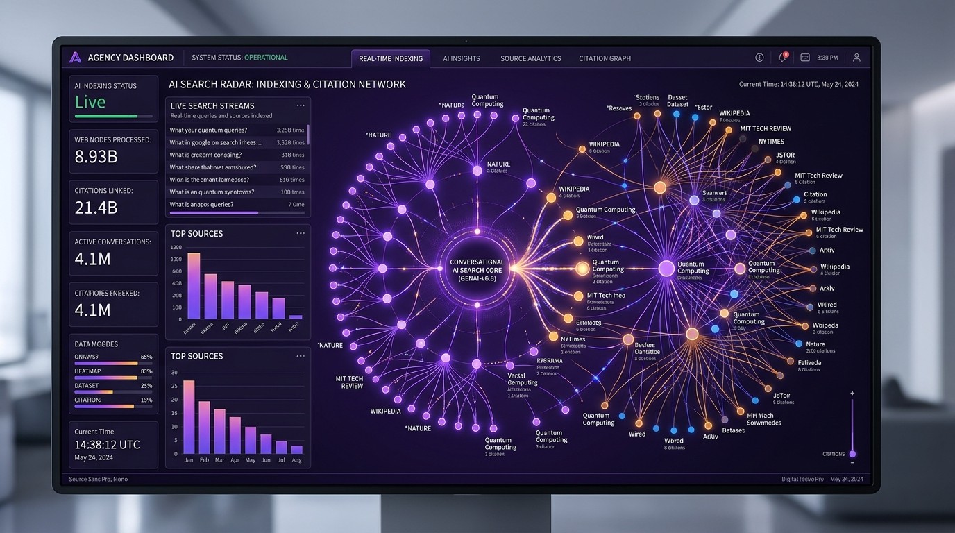 Generative Engine Optimization GEO analytics dashboard indexing AI citations across search engines