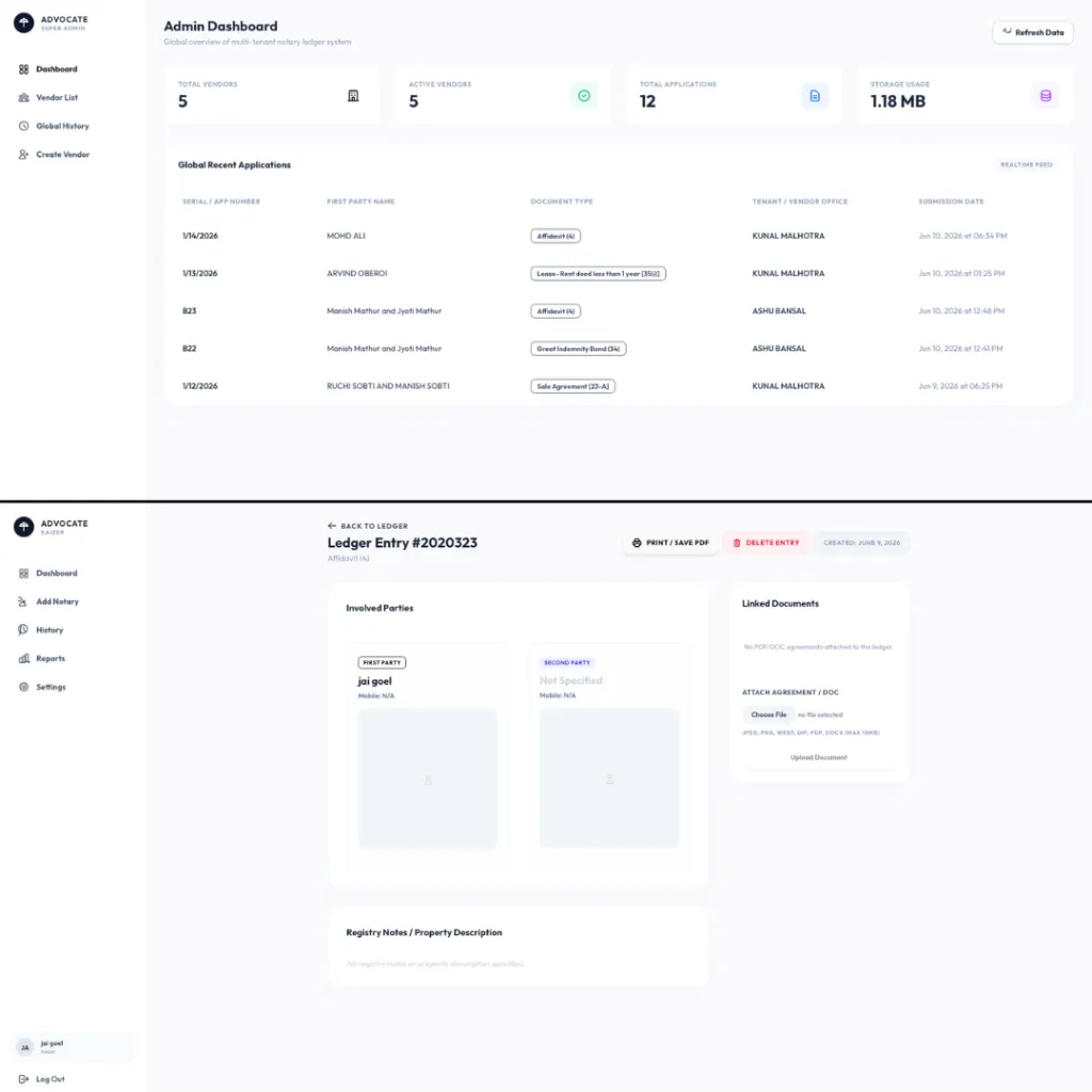 Notary Operations Platform Dashboard