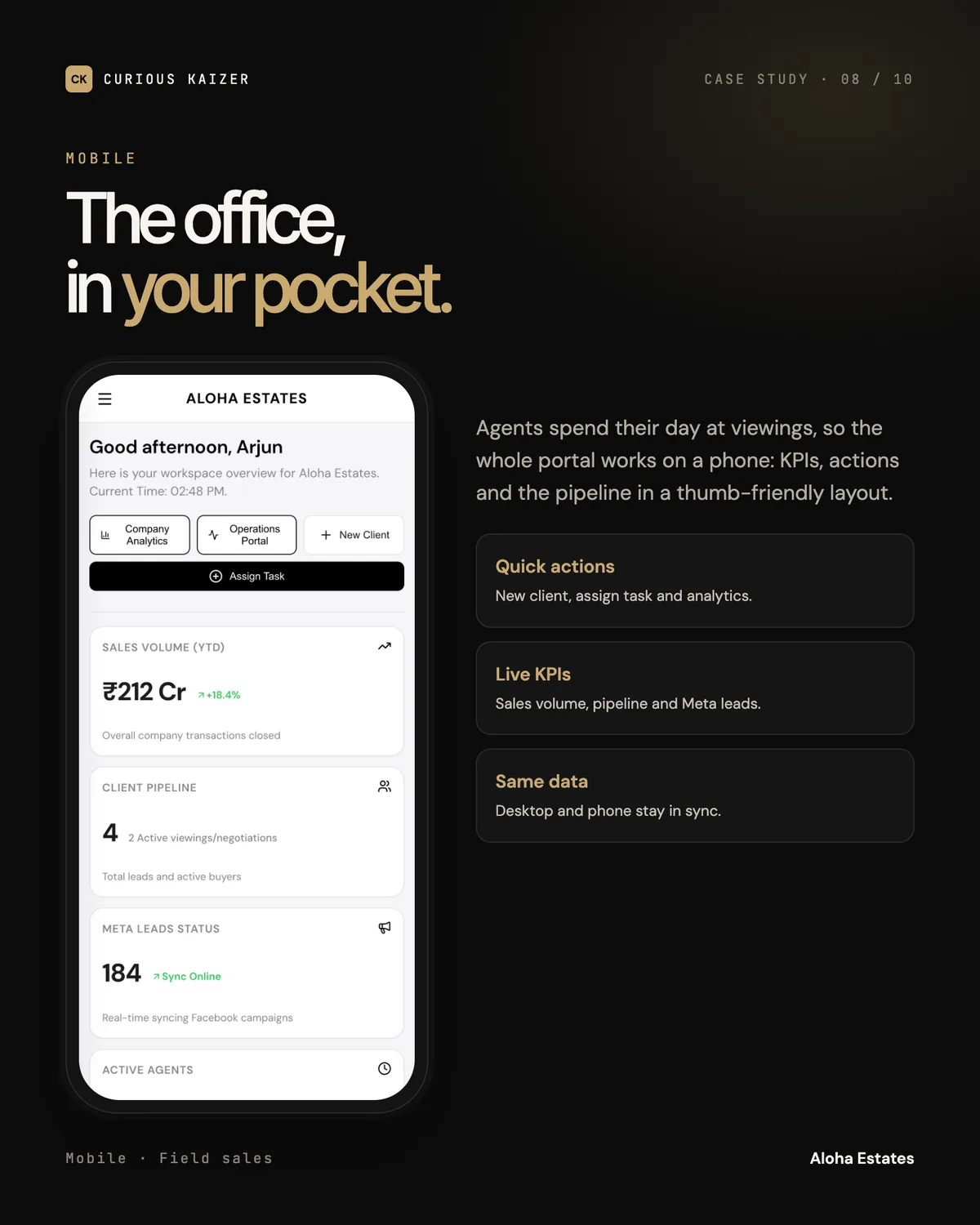 Aloha Estates CRM portal: Mobile
