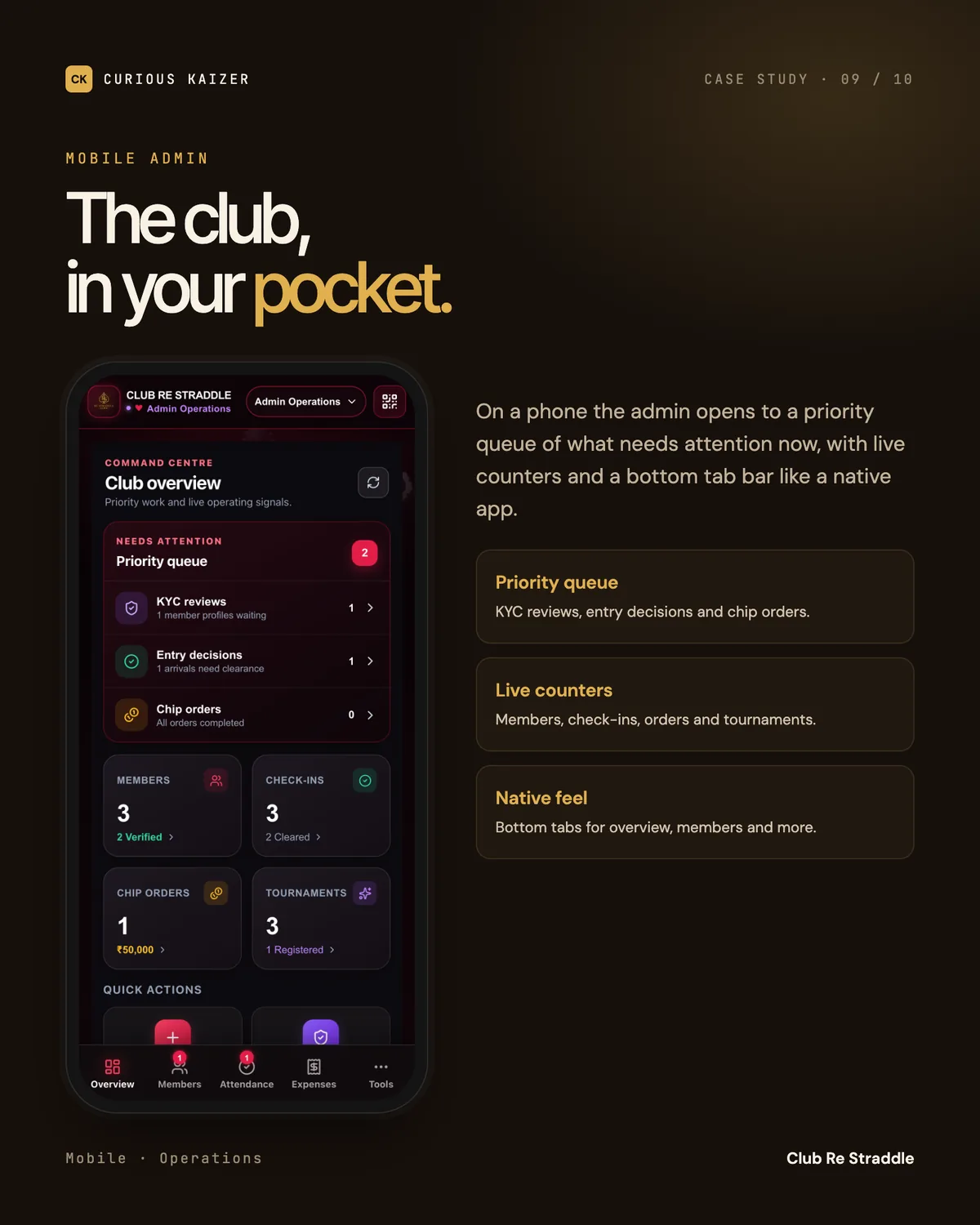 Club Re Straddle admin portal: Mobile Admin
