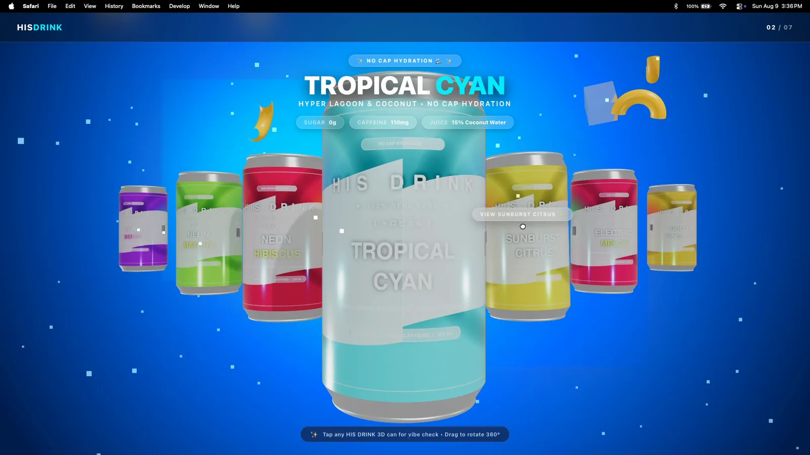 HIS DRINK 3D Interactive Beverage Showcase UI