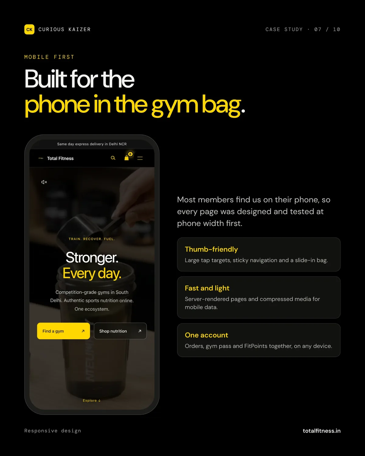 Total Fitness mobile-first homepage