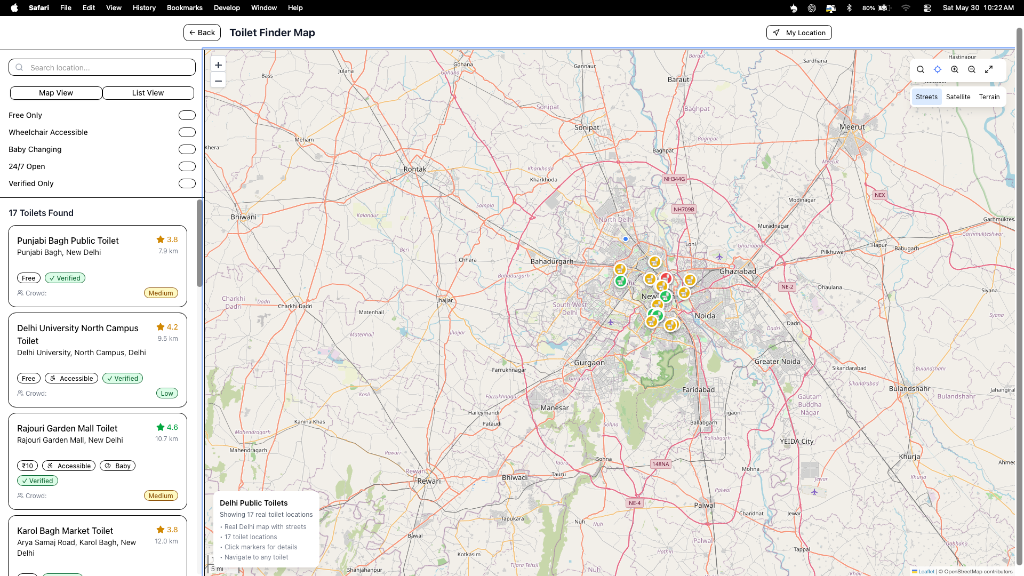 Toilet Finder Map