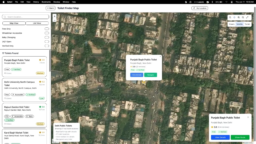 Toilet Finder Map